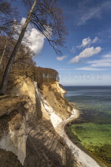 The famous chalk cliffs on the Baltic Sea coast in Jasmund National Park, Ruegen Island,