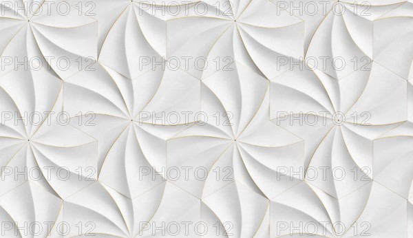 3D expensive wallpaper of architectural modules is black and brown with red gold frayed edges.