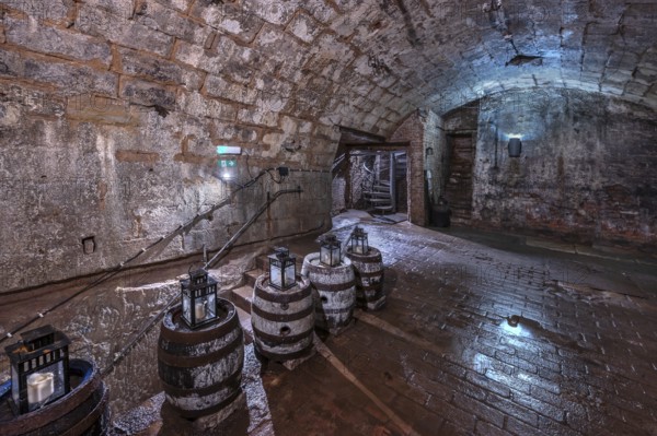 Historic rock cellar, beer cellar of an inn, built in the 17th century, market square, Lauf an der