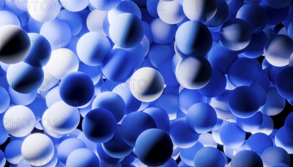 A mesmerizing illustration of 3D blue spheres clustered together, creating a dynamic and abstract