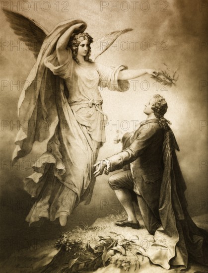 Goethe's Muse, Johann Wolfgang von Goethe, a German poet, after Wilhelm von Kaulbach