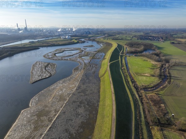 Haltern-Marl, North Rhine-Westphalia, Germany - Lippe, flood protection in the