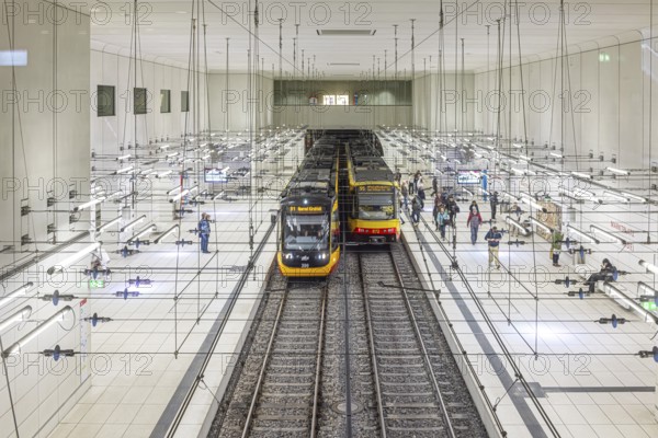 Combined solution, public transport in Karlsruhe. Realignment of trams and light rail in the city