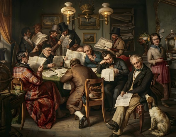 Reading rage based on a picture of Amato around 1850, historical illustration, digitally edited,