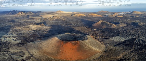 Caldera Colorada volcano, picturesque volcanic landscape with volcanic craters and lava fields in