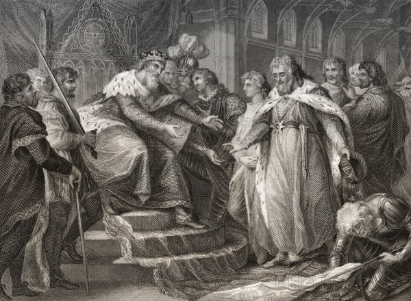 Edward Prince of Wales presenting the captive King John II of France and his son to his father