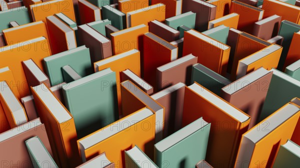 Bright books stand out among darker volumes, inviting exploration and learning in a unique library