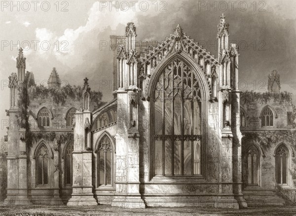 St Mary's Abbey, Melrose, a partly ruined monastery of the Cistercian order in Melrose,