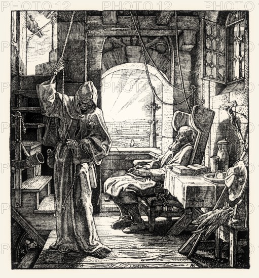 Death as a friend, 1848, by Leopold Hugo Bürkner after Alfred Rethel, digitally restored