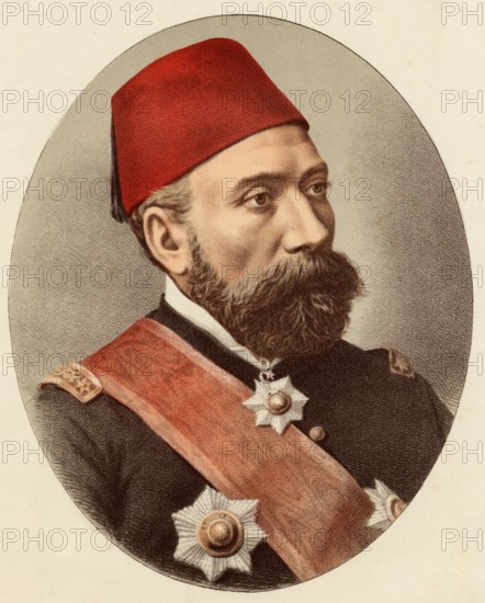Osman Nuri Pasha or Pasa, 1832-1900, also known as Ghazi Osman Pasha. Ottoman Pasa and Field