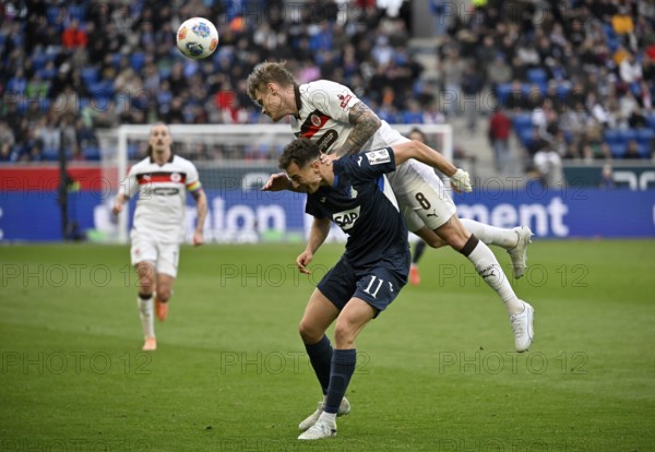 Duel, action Fisnik Asllani TSG 1899 Hoffenheim (11) against Eric Smith FC St. Pauli (08) Soccer