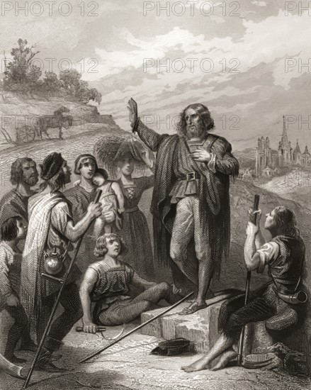 Thomas Müntzer, 1489 – 1525, German preacher and theologian, digitally edited after a print by