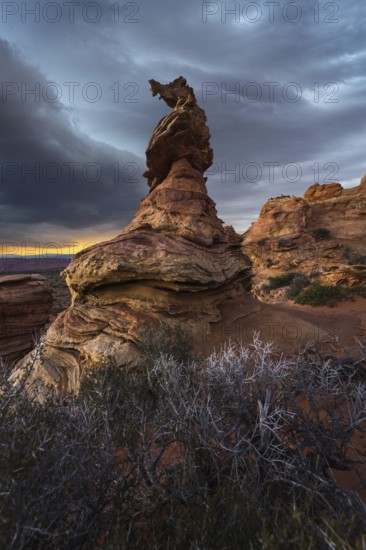 A stunning silhouette of a unique rock formation at Coyote Buttes in the Paria Canyon-Vermilion