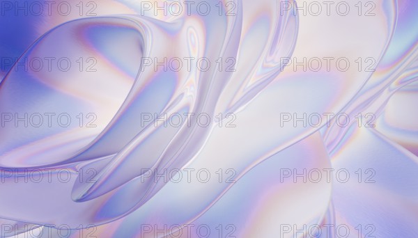 This image showcases an 3d abstract petals with an iridescent effect in soft pastel tones. The