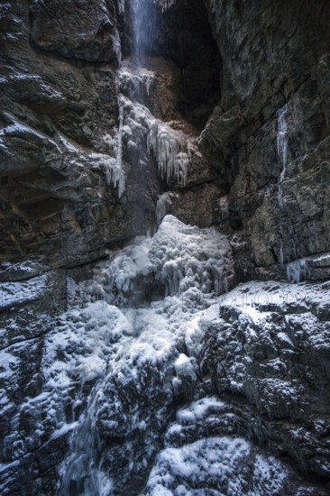 Winter, ice, icy waterfall in the Breitachklamm, near Oberstdorf, Oberallgäu, Allgäu, Bavaria,
