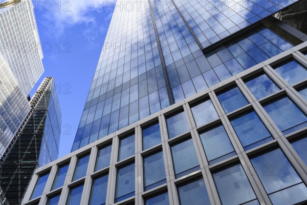 British high rise office buildings in the city of London financial district, centre of the UK