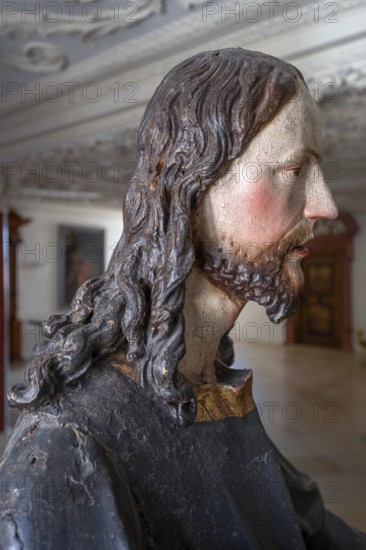 Palmesel wooden figure around 1880, Christ detail, Dominican convent Wettenhausen, Swabia, Bavaria,
