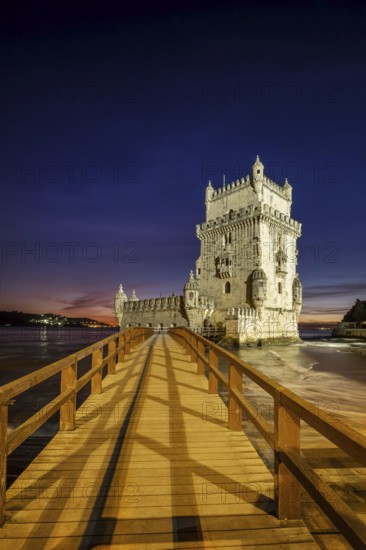 Belem Tower or Tower of St Vincent, famous tourist landmark of Lisboa and tourism attraction, on