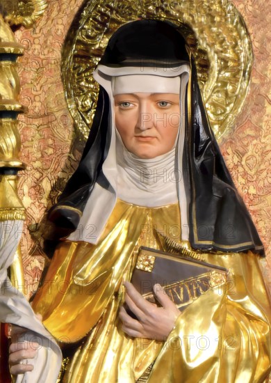 Figure of Hildegard of Bingen, Sibyl of the Rhine, 1098 – 1179, German Benedictine abbess and
