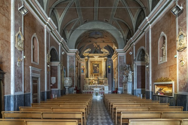 Interior of the Notre-Dame de Lavasina Sanctuary, Brando, Cap Corse, Corsica, France