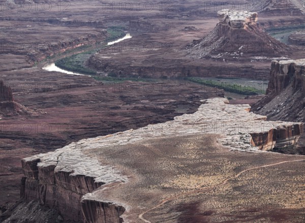 Aerial view of Canyonland national park striking landscape showcasing a winding river through