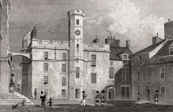 The interior quadrangle of the Castle, Edinburgh, Scotland, 19th century, from Modern Athens by Th.