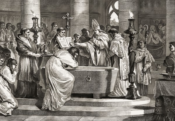 Baptism of Clovis by Saint Remigius, cathedral of Reims, 496, Clovis, Chlodovechus, Chlodwig I.,