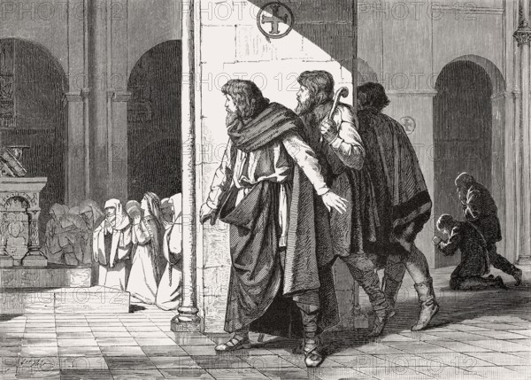 Henry the Fowler making a marriage proposal to Saint Matilda at Herford Abbey, 9th century