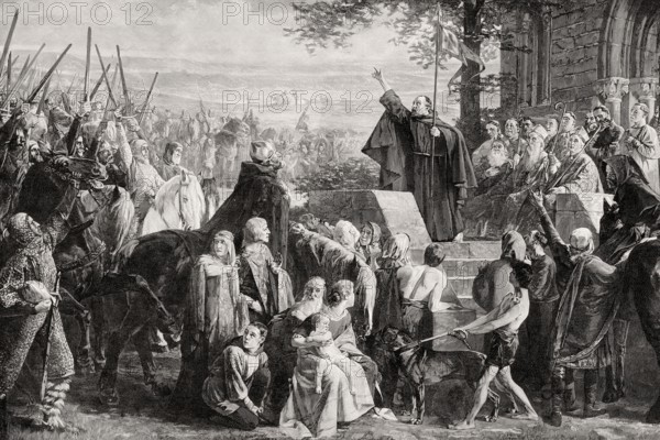 Pope preaching the Crusade, 11th Century