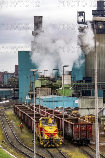 Hüttenwerke Krupp-Mannesmann, HKM in Duisburg, shunting tracks at the blast furnace steelworks,