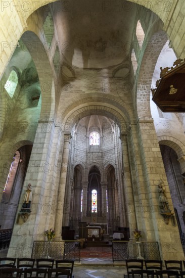 Ebreuil village, Saint-Leger benedictine abbey, abbey church from the 10th century, Allier