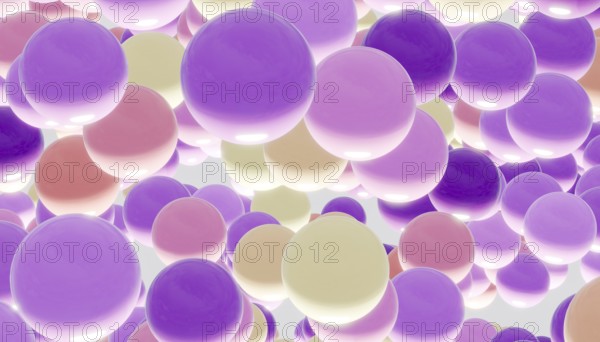 A mesmerizing view of abstract pastel spheres in lavender, cream, and pink hues. Floating