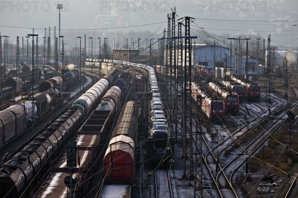 Train formation system with many rails in the Vorhalle district, marshalling yard, freight trains,