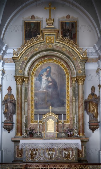 Interior view of the main altar, St. Anthony's Church, Ortisei, Val Gardena, South Tyrol, Italy