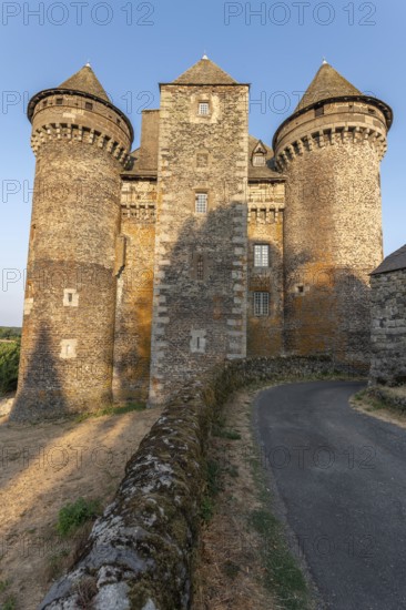 Bousquet castle from the 14th century, classified as a historical monument. Montpeyroux, Aveyron,