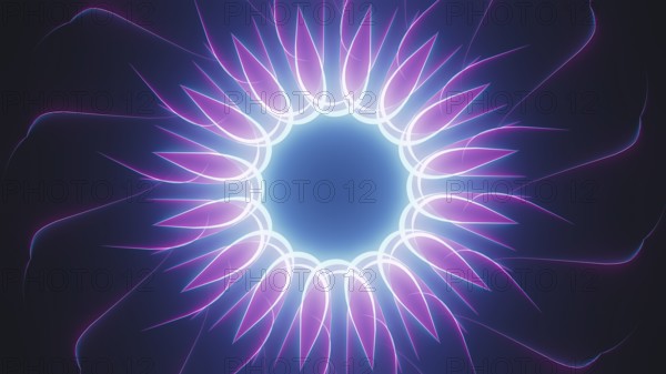 Neon lights form a captivating arrangement of abstract shapes, showcasing geometry in a mesmerizing