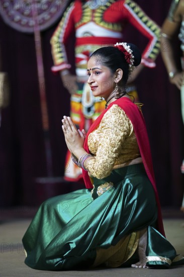 Sri Lankan dancer performing a traditional dance, Young Men's Buddhist Association, Kandy, Central