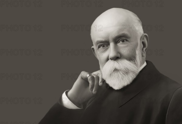 A portrait of Thomas Burberry, 1835 – 1926, an English fashion designer and the founder of the