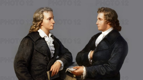 Johann Wolfgang von Goethe, 1749 - 1832, and Johann Christoph Friedrich von Schiller, 1759-1805,