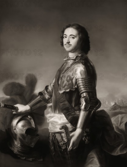 Portrait of Peter the Great, Peter I or Pyotr Alexeyevich Romanov, 1672-1725, Emperor of the