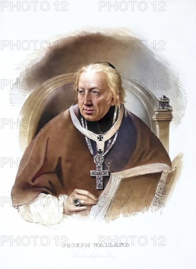 Josef Walland (1763-1834), Archbishop of Gorizia, Historical, digitally restored reproduction from