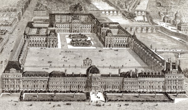 The Tuileries Palace, Tuileries Garden and the Louvre Palace, French museum and historic monument,