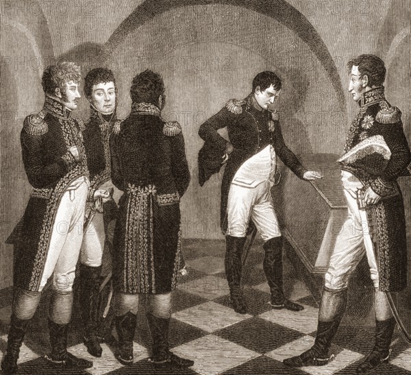 Napoleon I at the tomb of Frederick II. at the Garrison Church in Potsdam, after the battle of