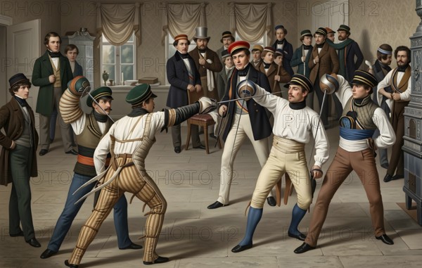 Göttingen scale on straight sabre, historical illustration after F. Felner, digitally edited,