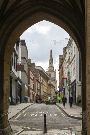 View to Christ Church with St Ewen, from church of Saint John in the Wall, Broad Street, Bristol,