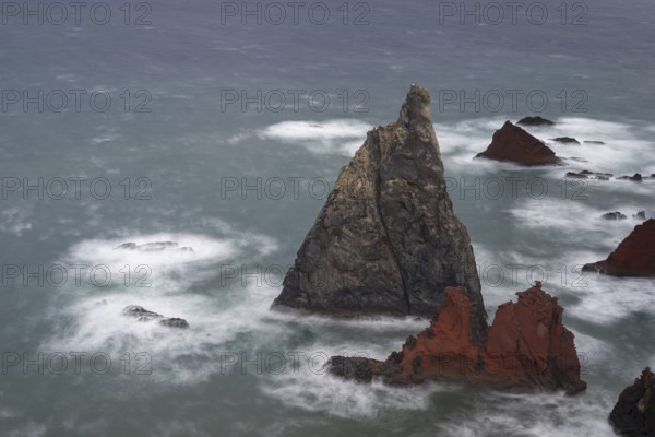 Rock formations in the Atlantic Ocean, volcanic peninsula, Ponta de São Lourenço, Ponta de Sao