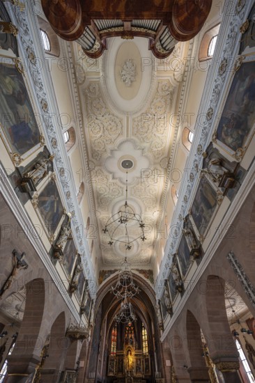 Vaulted ceiling with organ and chancel, Cathedral of Our Lady, Villingen-Schwenningen,