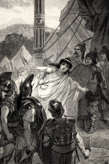 ACT V, SCENE VI., Iphigenia between the Greeks and Scythians, scene from Iphigenia in Tauris,