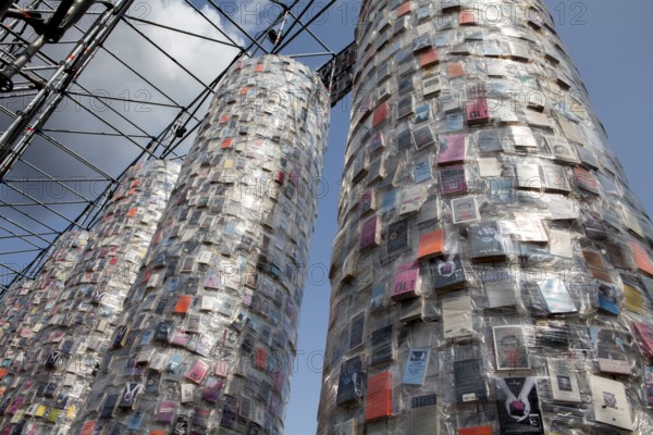 'The Parthenon of Books' by the Argentinian conceptual artist Marta Minujin, banned books,