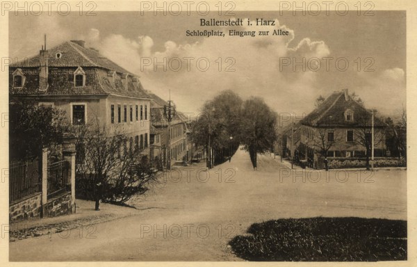 Historical postcard around 1900, Ballenstedt im Harz, castle, Harz district in Saxony-Anhalt,